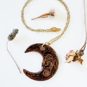 New in Box Ceramic Moon Necklace
